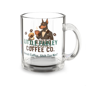 Dober O. 6 Bean Blend Glass Coffee Mug — 10oz Doberman Coffee Gift - Little Farley Coffee Co.