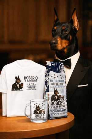 Dober O. 6 Bundle – “Dangerously Smooth” Coffee, Mug & T-Shirt - Little Farley Coffee Co.