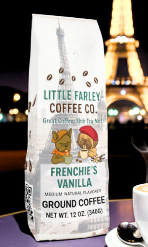 Frenchie’s Vanilla – Vanilla Flavored Medium Roast Ground Coffee (12oz) - Little Farley Coffee Co.