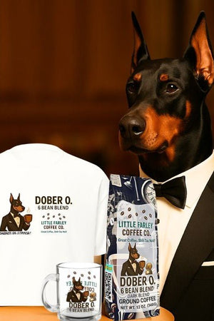 Dober O. 6 Bundle – “Dangerously Smooth” Coffee, Mug & T-Shirt - Little Farley Coffee Co.