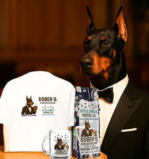 Dober O. 6 Bundle – “Dangerously Smooth” Coffee, Mug & T-Shirt - Little Farley Coffee Co.