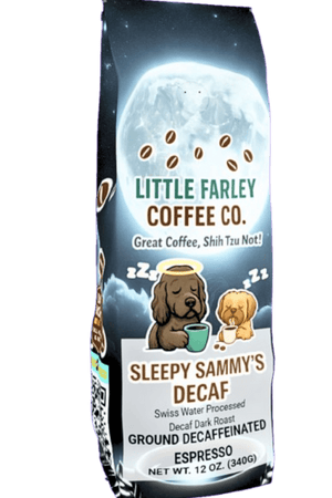 Sleepy Sammy’s Decaf – Swiss Water® Process Dark Roast Ground Espresso (12oz) - Little Farley Coffee Co.