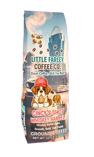 Cincy’s Shot Whiskey Barrel – Whiskey - Aged Ground Coffee (12 oz) - Little Farley Coffee Co.