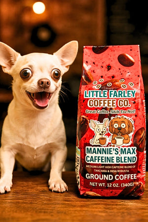 Mannie’s Max Caffeine Blend – High Caffeine Medium - Light Ground Coffee (12oz) - Little Farley Coffee Co.