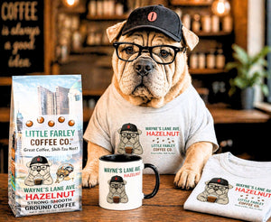 Wayne’s Lane Ave. Bundle – Mug, Hazelnut Coffee & T-Shirt ($65) - Little Farley Coffee Co.