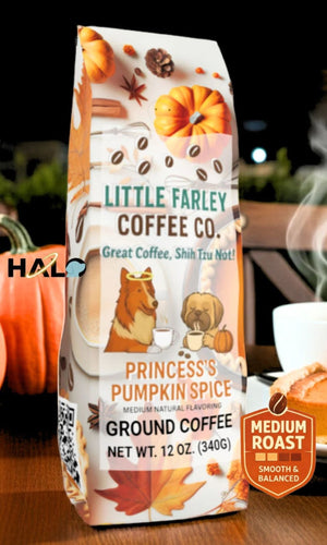 Princess’s Pumpkin Spice – Flavored Medium Roast Ground Coffee (12oz) - Note: Packaging design may vary while supplies last. - Little Farley Coffee Co.
