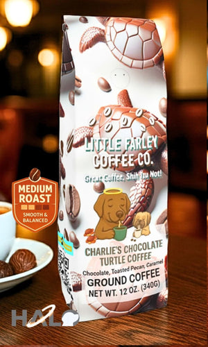 Charlie’s Chocolate Turtle Coffee – Medium Roast Ground Coffee (12oz) - Little Farley Coffee Co.