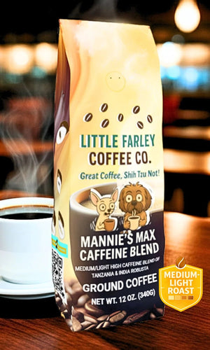 Mannie’s Max Caffeine Blend – High Caffeine Medium - Light Ground Coffee (12oz) - Little Farley Coffee Co.