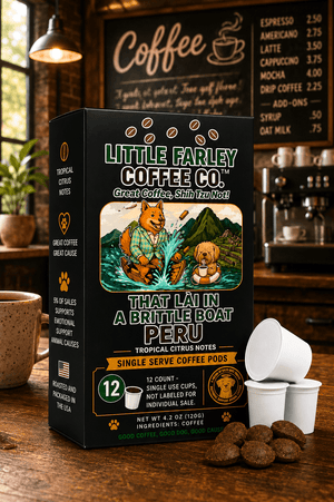 That Lài in a Brittle Boat Peru Single Serve Coffee Pods | 12 Count | Tropical Citrus Notes | Medium Roast Peruvian Coffee - Little Farley Coffee Co.