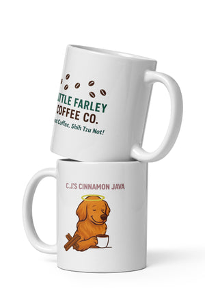 C.J.'s Cinnamon Java White Glossy Mug - Little Farley Coffee Co.